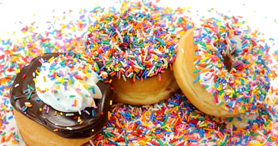 chocolate frosting with sprinkles donut